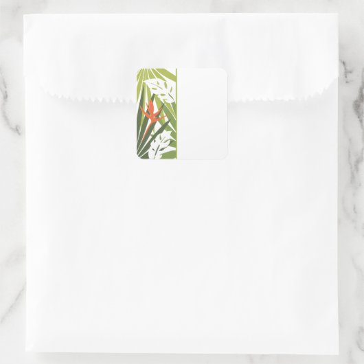 オレンジトロピカルフローラ結婚式の引き出物シール スクエアシール (バッグ)