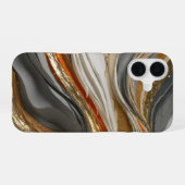 オレンジトーン波鮮やか付き電話ケースデザイン iPhone 16ケース (裏面横)