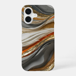オレンジトーン波鮮やか付き電話ケースデザイン iPhone 16ケース