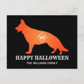 オレンジドイツシェパードハッピーハローウィンファミリー名 シーズンポストカード (正面)