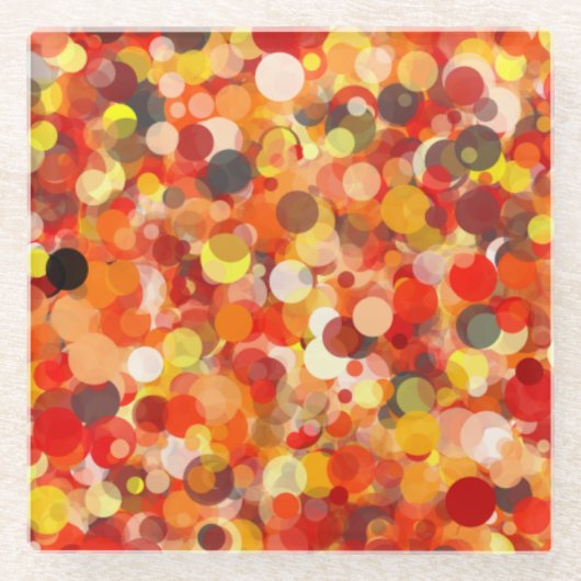 オレンジドットガラスコースター ガラスコースター (正面)