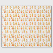 オレンジドット&キャッツミディアム抱き枕 ラッピングペーパー (フラット)