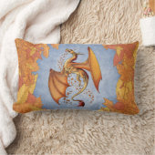 オレンジドラゴンの秋のファンタジーアート ランバークッション (ブランケット)