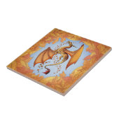 オレンジドラゴンの秋の自然ファンタジーアート タイル (側面)