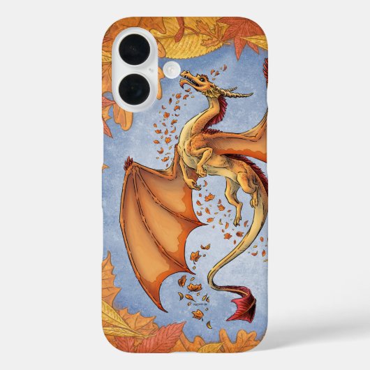 オレンジドラゴンの秋の自然ファンタジーアート Case-Mate iPhoneケース (裏面)