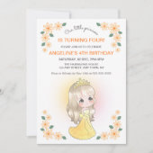 オレンジドレお洒落スプリンセスフローラ誕生日 招待状 (正面)