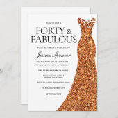 オレンジドレスフォーティアンドファブラス40th誕生日パーティー 招待状 (正面/裏面)