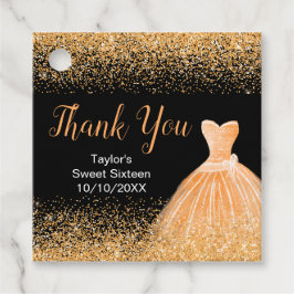 オレンジドレフェイクスグリッタースウィート16誕生日 フェイバータグ