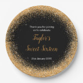 オレンジドレフェイクスグリッタースウィート16誕生日 ペーパープレート (正面)