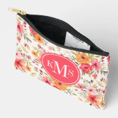 オレンジドードルガーデンフラワーパターン アクセサリーポーチ (見開き)