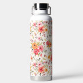 オレンジドードルガーデンフラワーパターン ウォーターボトル (背面)