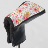 オレンジドードルガーデンフラワーパターン ゴルフヘッドカバー (3/4 正面)