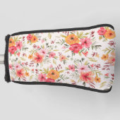 オレンジドードルガーデンフラワーパターン ゴルフヘッドカバー (正面)