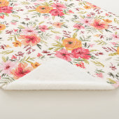 オレンジドードルガーデンフラワーパターン シェルパブランケット (3/4)