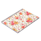 オレンジドードルガーデンフラワーパターン ノートブック (左側)