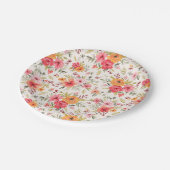 オレンジドードルガーデンフラワーパターン ペーパープレート (アングル)