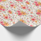 オレンジドードルガーデンフラワーパターン ラッピングペーパー (角)