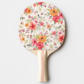 オレンジドードルガーデンフラワーパターン 卓球ラケット (正面)