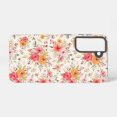 オレンジドードルガーデンフラワーパターン SAMSUNG GALAXYケース (裏面横)