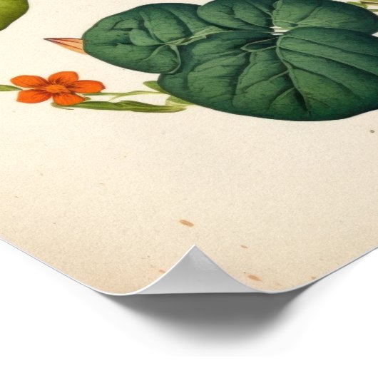 オレンジナスタジウムヴィンテージボタニカルウォールアート ポスター (角)