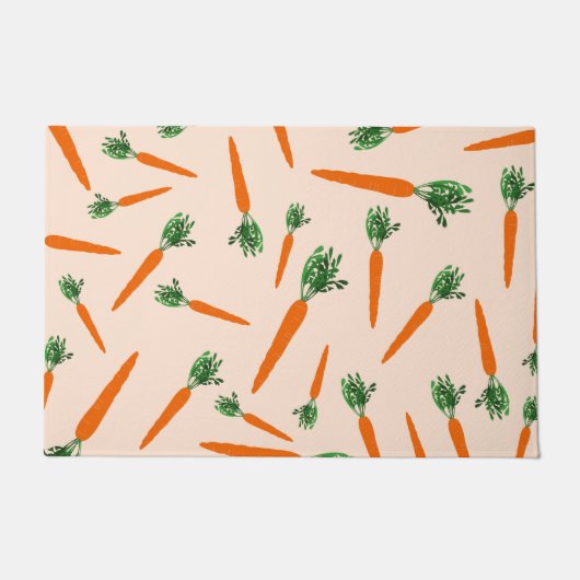 オレンジニンジン模様 ドアマット (正面)