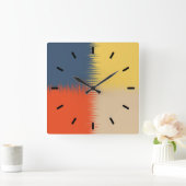 オレンジネイビーイエロークリーム スクエア壁時計 (ホーム)