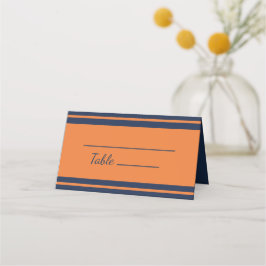 オレンジネイビーブルーストライプのバースデーパーティー プレイスカード