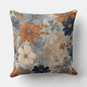 オレンジネイビーブルーダスティブルー素朴フローラ クッション (裏面)
