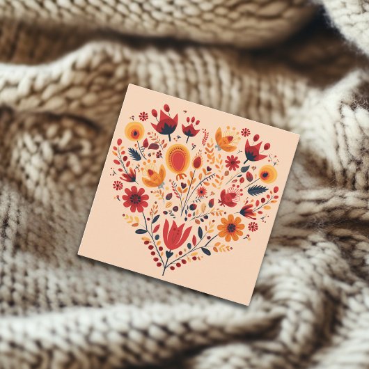 オレンジノルディックスカンジナビアハートバレンタイン シーズンカード