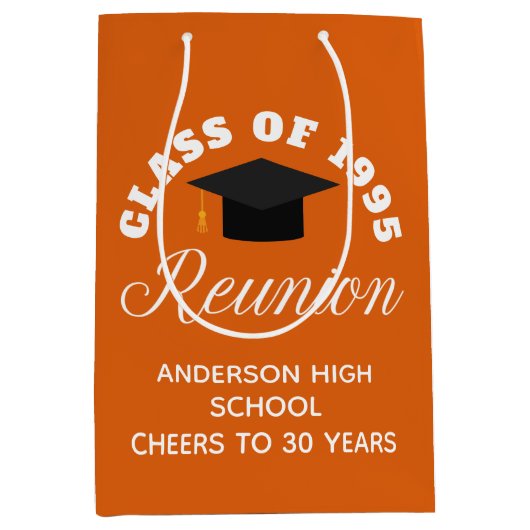 オレンジハイスクール懇親会パーソナライズされたパーティー ミディアムペーパーバッグ (正面)