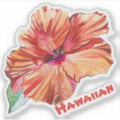 オレンジハイビスカスウォーター色ハワイアンシール シール (正面)