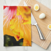 オレンジハイビスカスサイドビュー キッチンタオル (四つ折り)