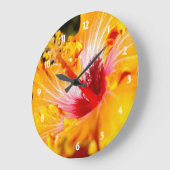 オレンジハイビスカスサイドビュー ラージ壁時計 (傾斜)