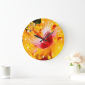 オレンジハイビスカスサイドビュー ラージ壁時計 (ホーム)