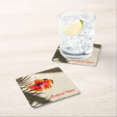 オレンジハイビスカストロピカルフローラ スクエアペーパーコースター (インサイチュ)