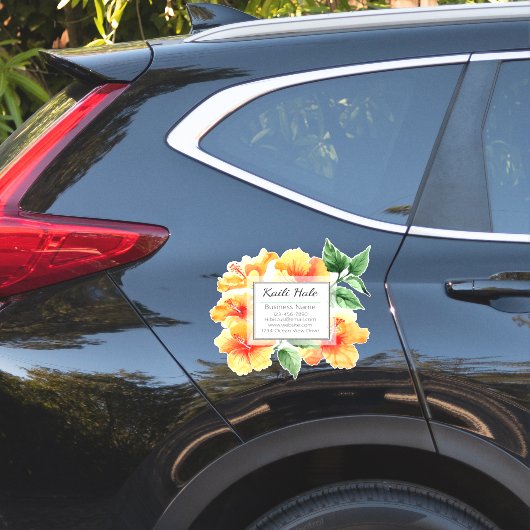 オレンジハイビスカスビジネスカードビニールカーシール シール (車体側面)