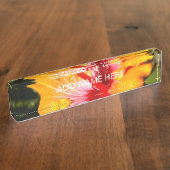 オレンジハイビスカスフラワーサイドビュー デスクネームプレート (側面)