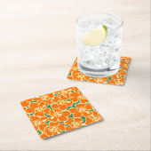オレンジハイビスカスフラワートロピカルハワイアンルアウ（ハワイ式宴会） スクエアペーパーコースター (インサイチュ)