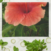 オレンジハイビスカスフラワートロピカルフローラ キッチンタオル (折り畳み)