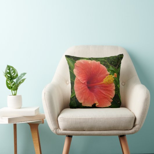 オレンジハイビスカスフラワートロピカルフローラ クッション (椅子)