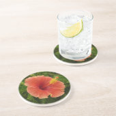 オレンジハイビスカスフラワートロピカルフローラ コースター (側面)