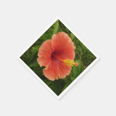 オレンジハイビスカスフラワートロピカルフローラ スタンダードカクテルナプキン (角)