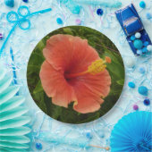 オレンジハイビスカスフラワートロピカルフローラ ペーパープレート (パーティー)