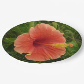 オレンジハイビスカスフラワートロピカルフローラ ペーパープレート (アングル)