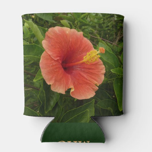 オレンジハイビスカスフラワートロピカルフローラ 缶クーラー (裏面)