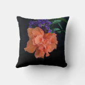 オレンジハイビスカスフラワードラマティックブラック クッション (裏面)