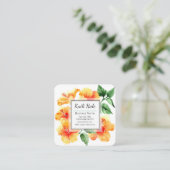 オレンジハイビスカスフラワービジネスカード（QRコード付） スクエア名刺 (スタンド正面)