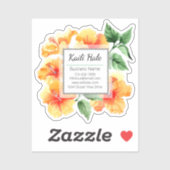 オレンジハイビスカスフラワービニール名刺シール シール (シート)