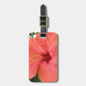 オレンジハイビスカスフラワーマクロカスタムラゲージタグ ラゲッジタグ (正面縦)