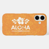 オレンジハイビスカス付アロハハワイ電話ケース Case-Mate iPhoneケース (裏面 (横))